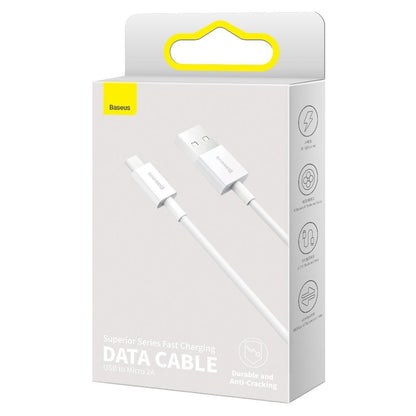 USB-A - microUSB Lade- und Datenkabel Baseus Superior Series, 18W, 2m, Weiß CAMYS-A02