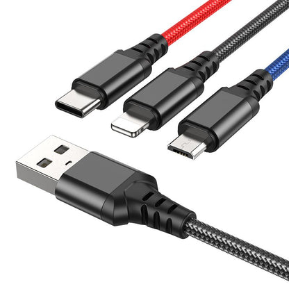 USB-A-Ladekabel - Lightning / microUSB / USB-C HOCO X76 3in1, 18W, 1m, Mehrfarbig