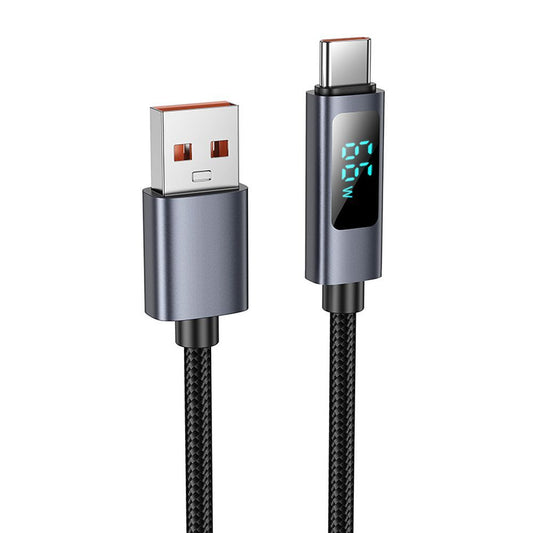 Daten- und Ladekabel USB-A - USB-C HOCO Display X112, 100W, 1m, Schwarz