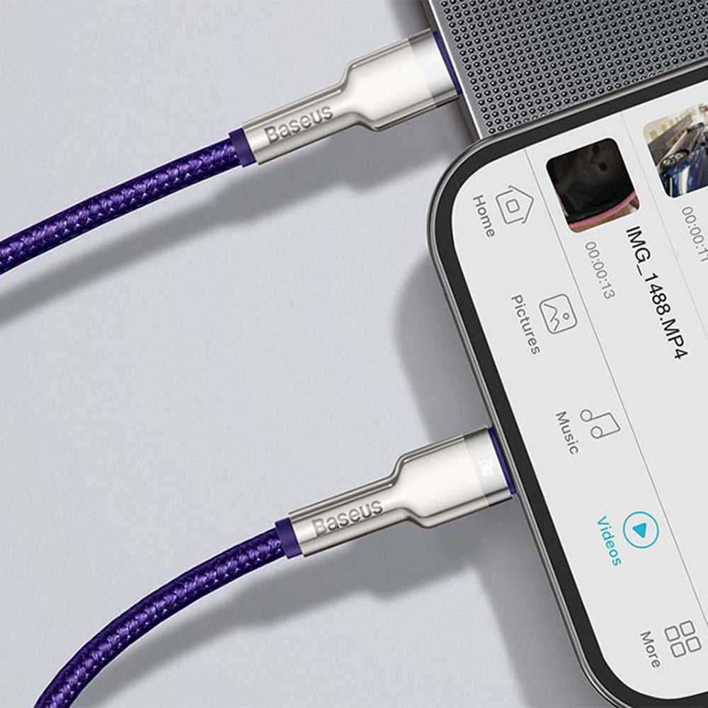 USB-C - Lightning Lade- und Datenkabel Baseus Cafule Metal Series, 20W, 1m, Lila CATLJK-A05