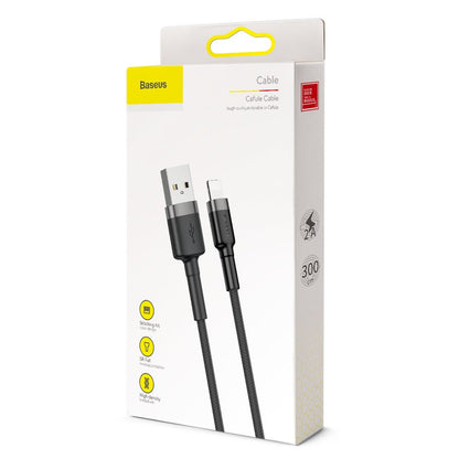 USB-A to Lightning Baseus Cafule Data and Charging Cable, 18W, 3m, Grey CALKLF-RG1