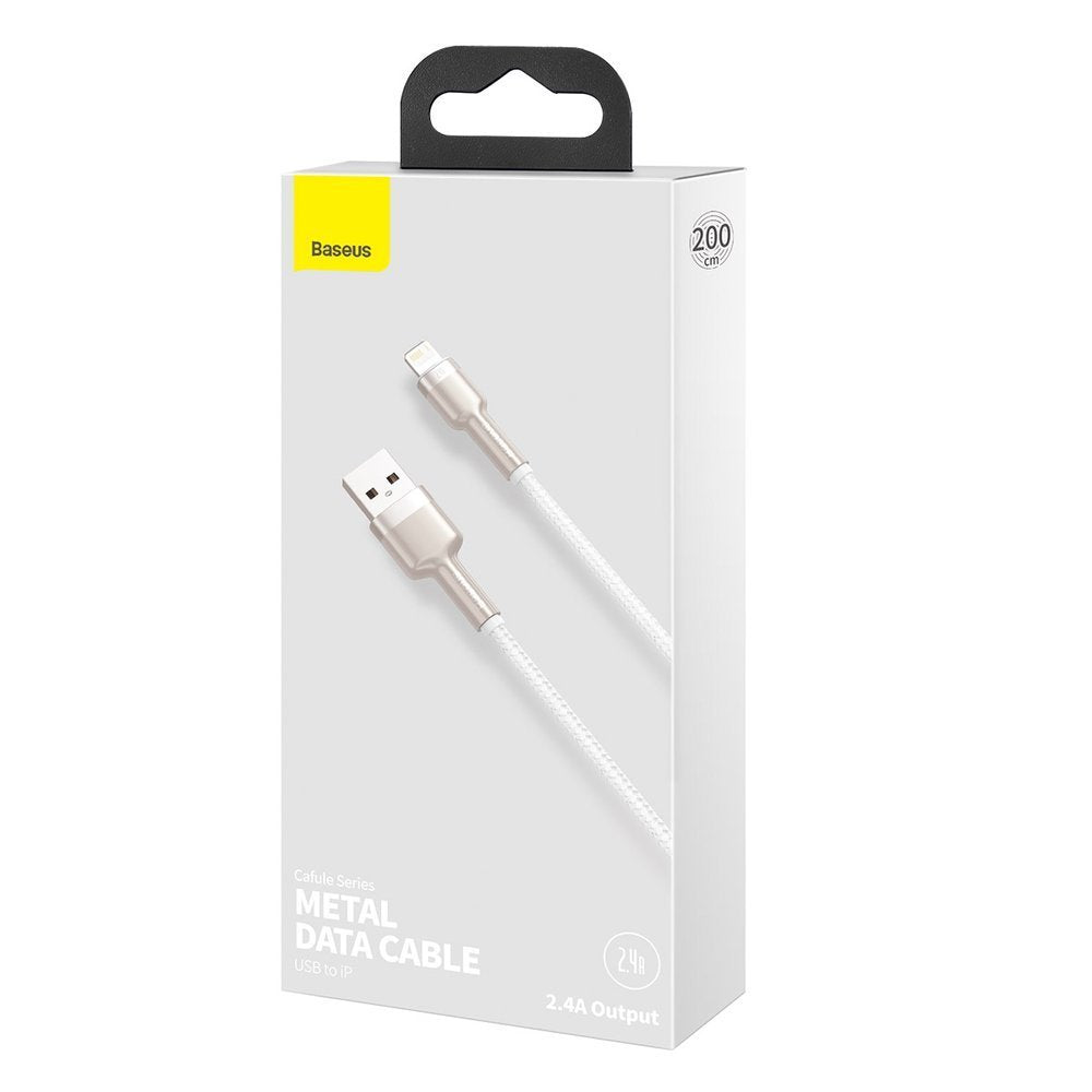 USB-A - Lightning Lade- und Datenkabel Baseus Cafule Metal Series, 18W, 2m, Weiß CALJK-B02