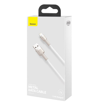 USB-A - Lightning Lade- und Datenkabel Baseus Cafule Metal Series, 18W, 2m, Weiß CALJK-B02