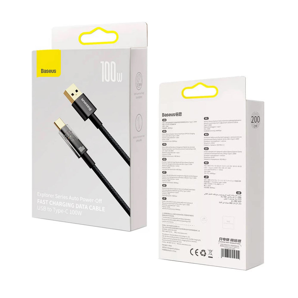 Daten- und Ladekabel USB-A - USB-C Baseus Explorer, 100W, 2m, Schwarz CATS000301