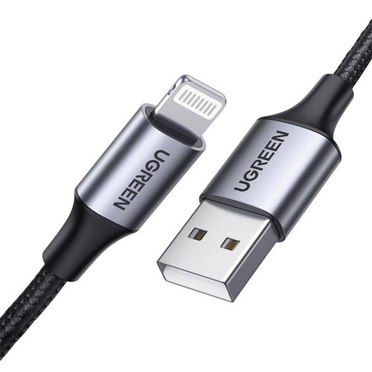 USB-A - Lightning Daten- und Ladekabel UGREEN US199, 18W, 1m, Grau