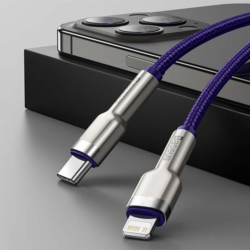 USB-C - Lightning Lade- und Datenkabel Baseus Cafule Metal Series, 20W, 1m, Lila CATLJK-A05