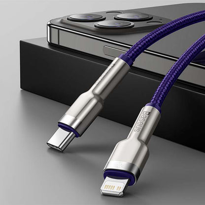 USB-C - Lightning Lade- und Datenkabel Baseus Cafule Metal Series, 20W, 1m, Lila CATLJK-A05