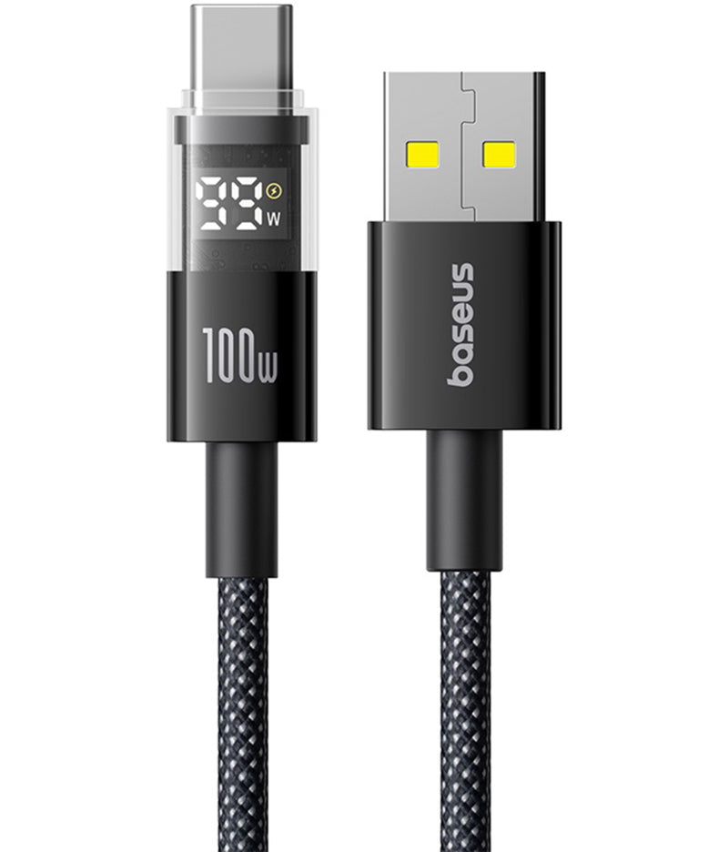USB-A to USB-C Data and Charging Cable Baseus Display 2, 100W, 1m, Black P10382701121-00