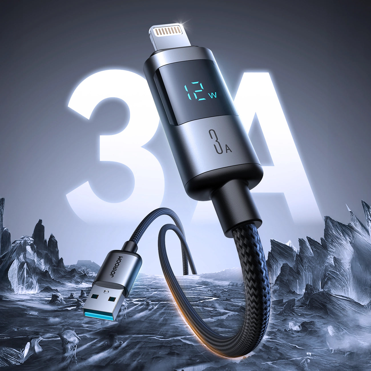 Daten- und Ladekabel USB-A - Lightning Joyroom S-A16 Pro Prism Display, 12W, 1.2m, Schwarz