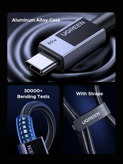 USB-C zu USB-C Daten- und Ladekabel UGREEN L524, 60W, 2m, Grau