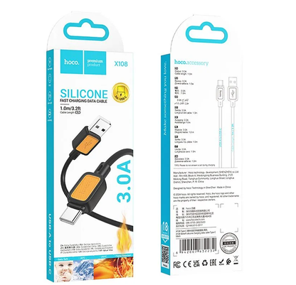 Daten- und Ladekabel USB-A - USB-C HOCO X108, 18W, 1m, Schwarz