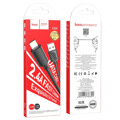 HOCO X88 USB-A auf Lightning Kabel 18W 1m | Schwarz | 2.4A