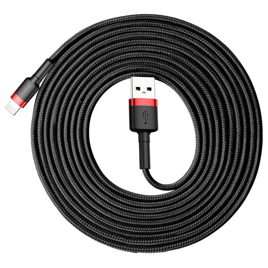 USB-A to Lightning Baseus Cafule Data and Charging Cable, 18W, 3m, Red CALKLF-R91