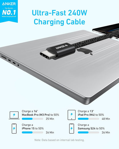 USB-C Daten- und Ladekabel - USB-C Anker Zolo, 240W, 1.8m, Schwarz A8060H12