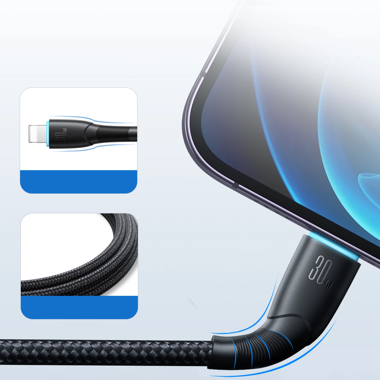 USB-C - Lightning Lade- und Datenkabel Joyroom S-A32, 30W, 1m, Schwarz