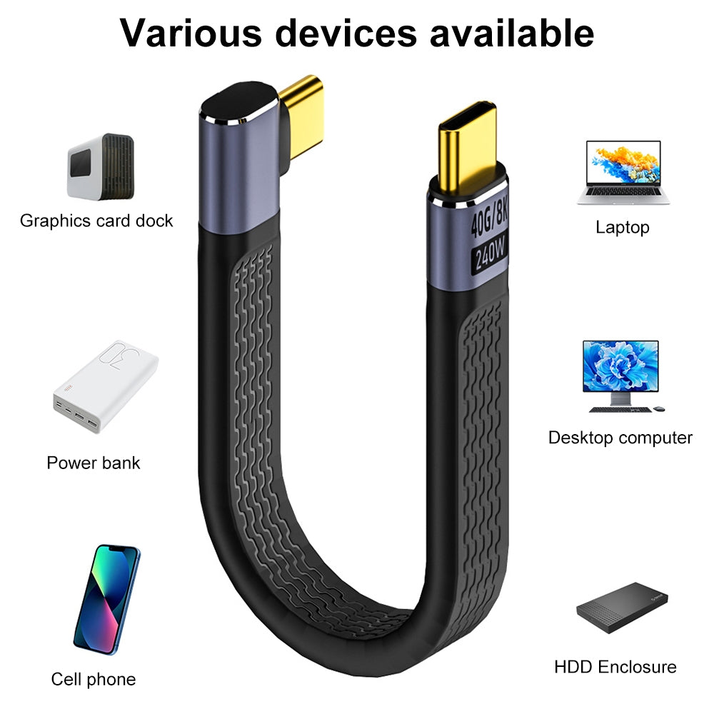 USB-C Daten- und Ladekabel - USB-C OEM Angled 8K Video Version 3, 240W, 0.15m, Schwarz