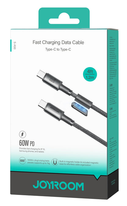 USB-C Daten- und Ladekabel - USB-C Joyroom S-A50, 60W, 1.2m, Grau
