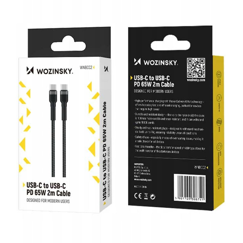 USB-C Daten- und Ladekabel - USB-C WZK WNBCC2, 65W, 2m, Schwarz
