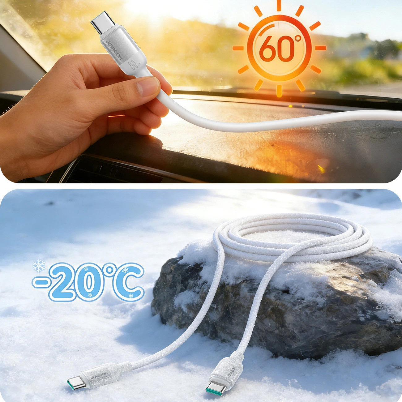 Daten- und Ladekabel USB-C - USB-C Joyroom S-A62 Lively, 60W, 1,2m, Weiß