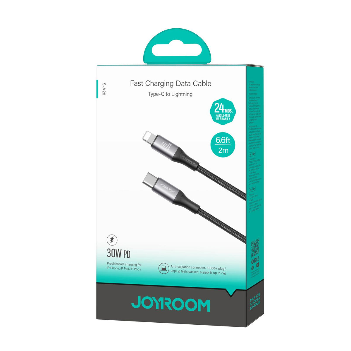 USB-C - Lightning Lade- und Datenkabel Joyroom S-A28 Flash, 30W, 2m, Schwarz