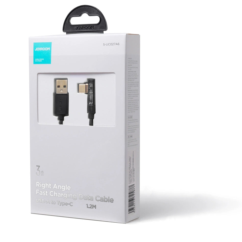 USB-A - USB-C Daten- und Ladekabel Joyroom S-UC027A6 Angled, 60W, 1.2m, Schwarz