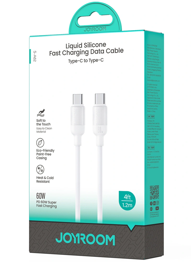 Daten- und Ladekabel USB-C - USB-C Joyroom S-A62 Lively, 60W, 1,2m, Weiß