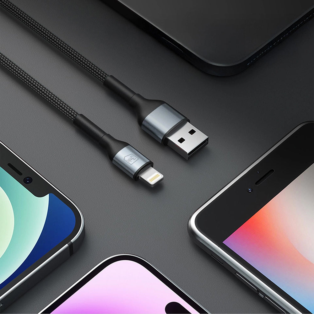 Daten- und Ladekabel USB-A - Lightning 3MK Hyper N, 12W, 1m, Schwarz