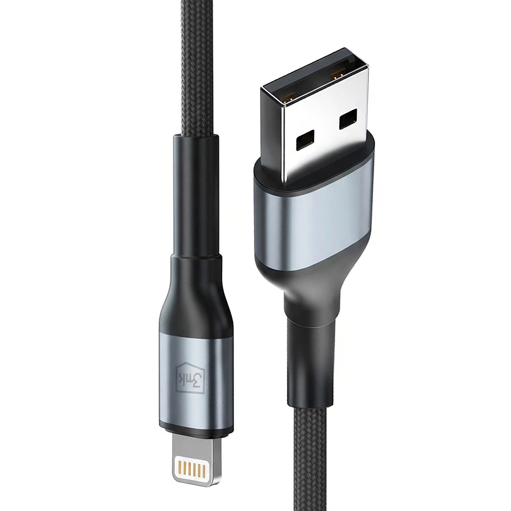 Daten- und Ladekabel USB-A - Lightning 3MK Hyper N, 12W, 1m, Schwarz