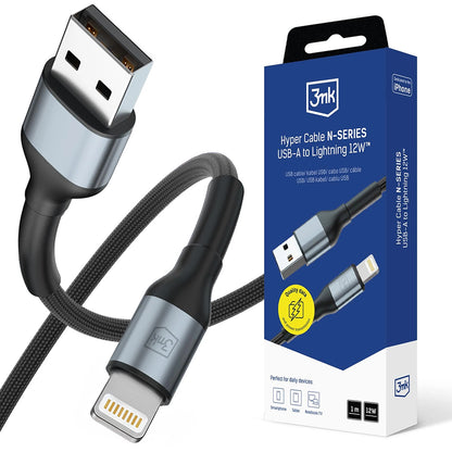 Daten- und Ladekabel USB-A - Lightning 3MK Hyper N, 12W, 1m, Schwarz