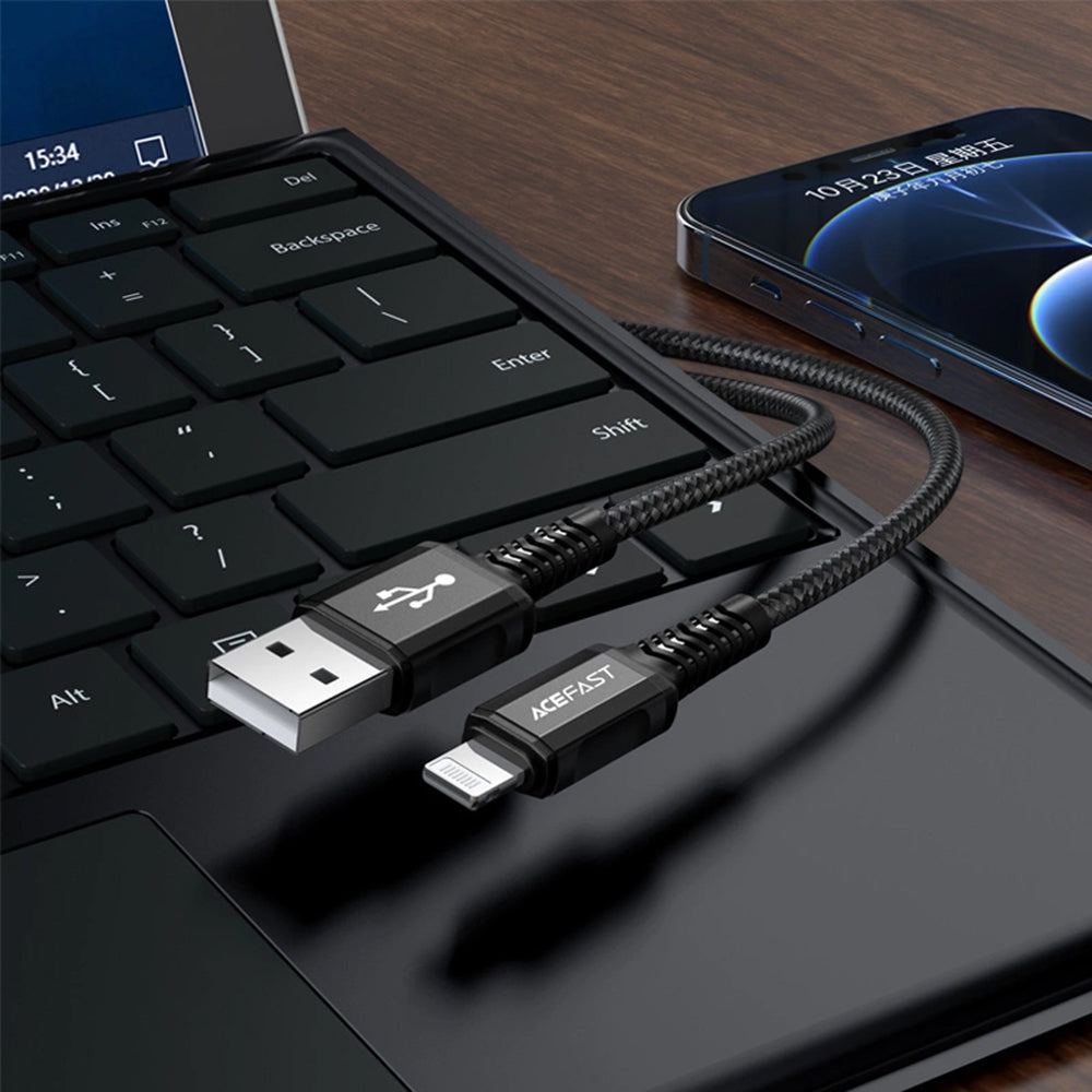 Daten- und Ladekabel USB-A - Lightning Acefast C1-02, 18W, 1,2m, Schwarz