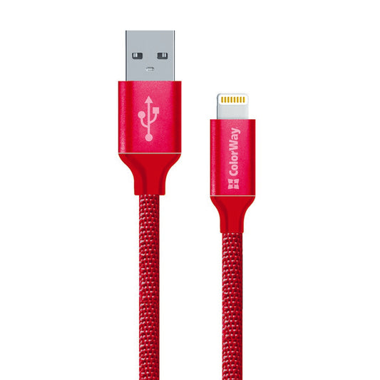 USB-A - Lightning Daten- und Ladekabel ColorWay CW-CBUL004, 18W, 1m, Rot