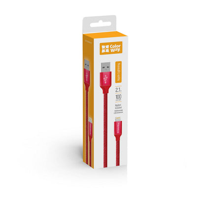 USB-A - Lightning Daten- und Ladekabel ColorWay CW-CBUL004, 18W, 1m, Rot