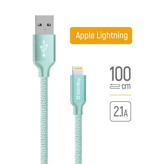 Daten- und Ladekabel USB-A - Lightning ColorWay CW-CBUL004, 18W, 1m, Grün