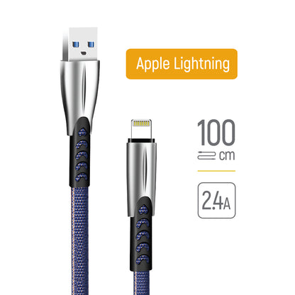 Daten- und Ladekabel USB-A - Lightning ColorWay CW-CBUL010, 18W, 1m, Blau