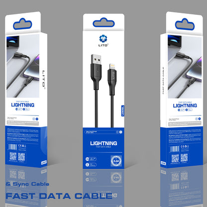 Daten- und Ladekabel USB-A - Lightning Lito LD06L, 18W, 1m, Schwarz