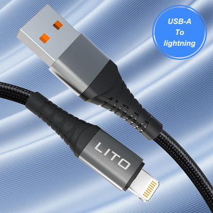 Daten- und Ladekabel USB-A - Lightning Lito LD08L, 18W, 1m, Schwarz