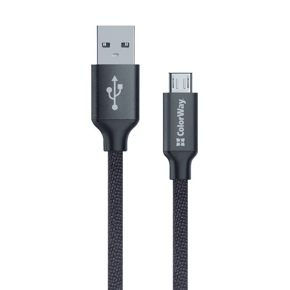 Daten- und Ladekabel USB-A - microUSB ColorWay CW-CBUM002, 18W, 1m, Schwarz