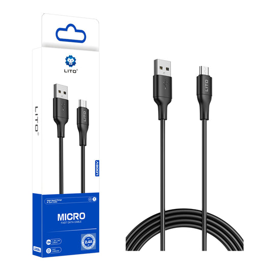 Daten- und Ladekabel USB-A - microUSB Lito LD06V, 18W, 1m, Schwarz