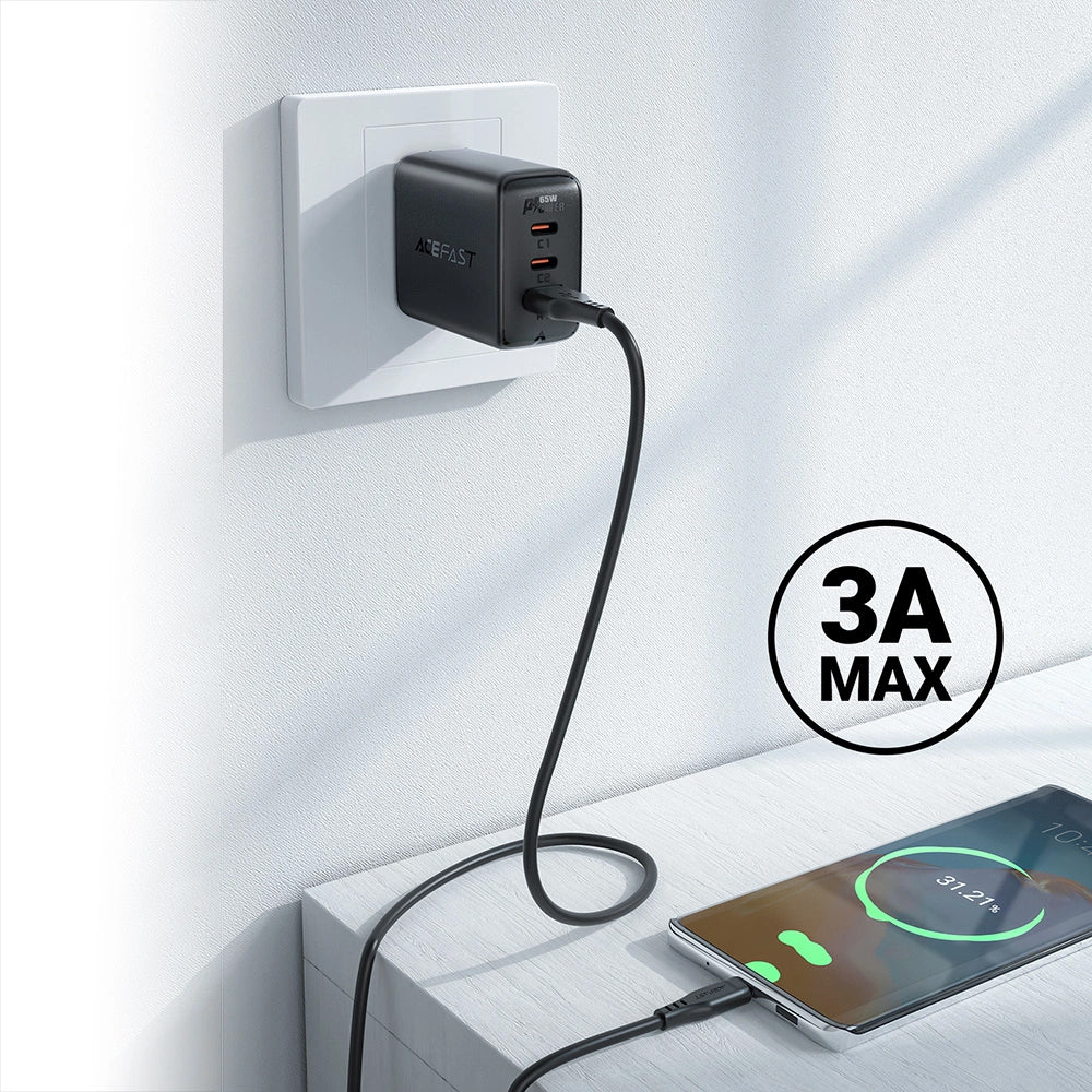 Daten- und Ladekabel USB-A - USB-C Acefast C3-03, 60W, 1.2m, Schwarz