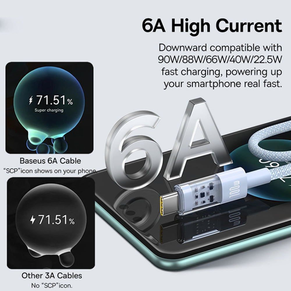 Daten- und Ladekabel USB-A - USB-C Baseus Gem, 100W, 1m, Blau P10373002311-00