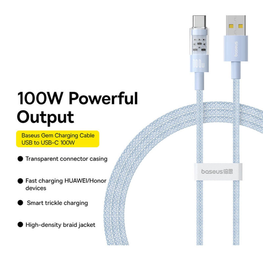 Daten- und Ladekabel USB-A - USB-C Baseus Gem, 100W, 1m, Blau P10373002311-00