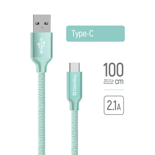 Daten- und Ladekabel USB-A - USB-C ColorWay CW-CBUC003, 18W, 1m, Grün