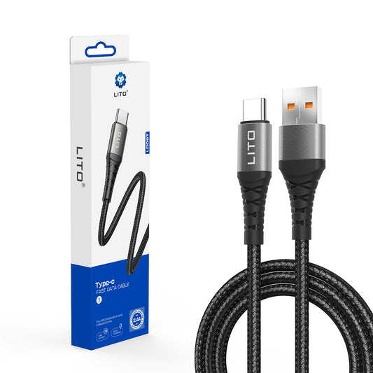 Daten- und Ladekabel USB-A - USB-C Lito LD22T, 18W, 2m, Schwarz