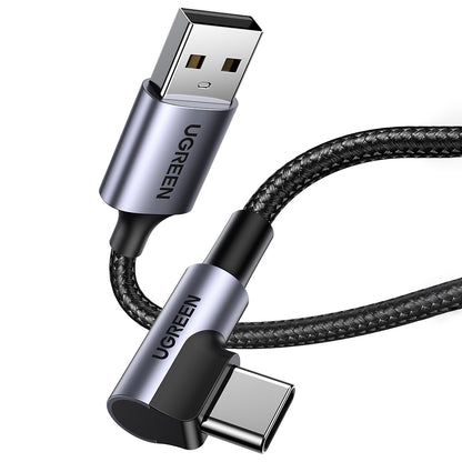 Daten- und Ladekabel USB-A - USB-C UGREEN US284 Angled, 18W, 0,5m, Grau