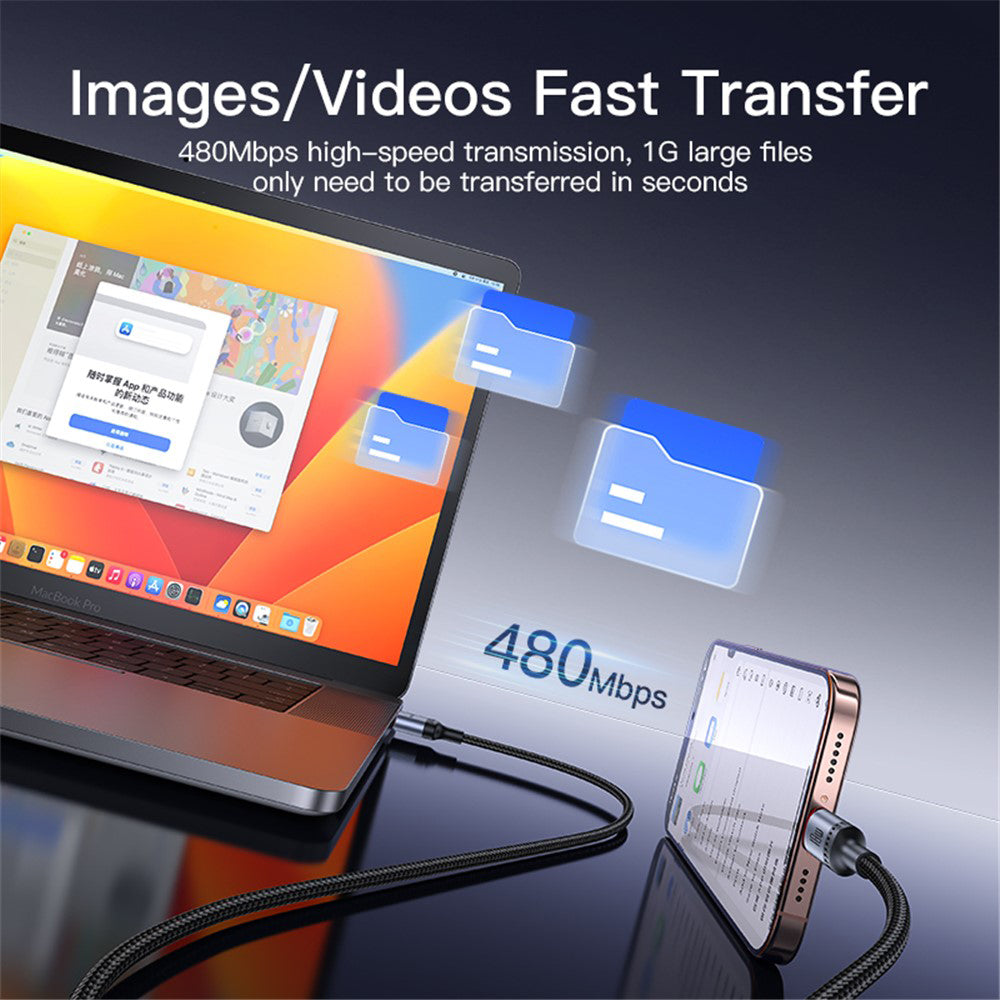 Daten- und Ladekabel USB-A - USB-C Yesido CA129C, 18W, 1.2m, Schwarz