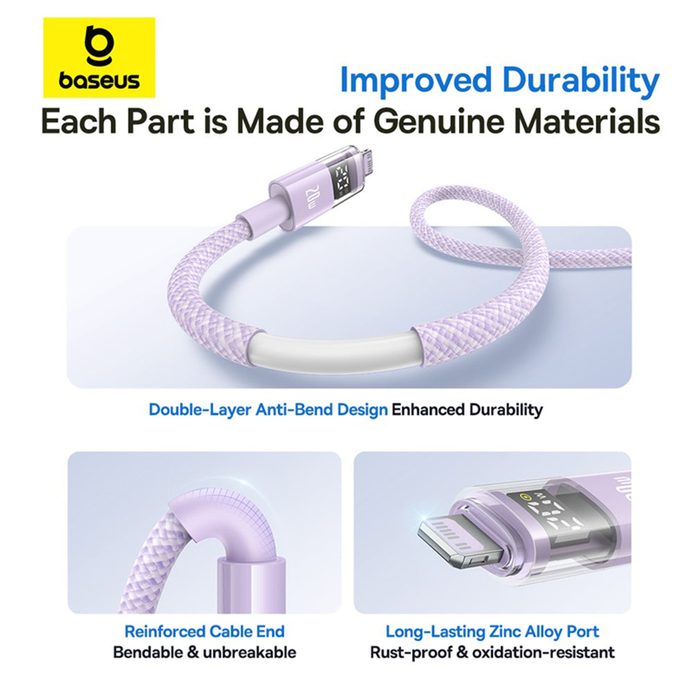 Daten- und Ladekabel USB-C - Lightning Baseus Display 2, 20W, 2m, Lila P10382703511-01