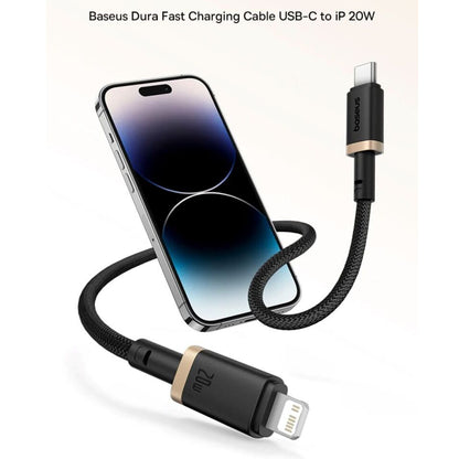 USB-C - Lightning Lade- und Datenkabel Baseus Dura Series, 20W, 2m, Gold Schwarz P10377800U01-02