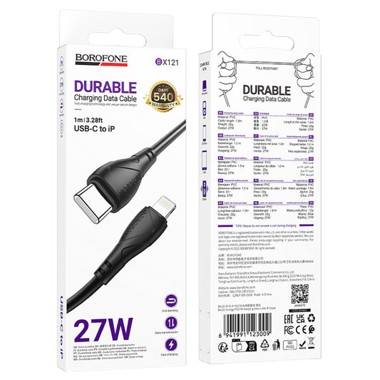 USB-C - Lightning Lade- und Datenkabel Borofone BX121 Energy, 27W, 1m, Schwarz