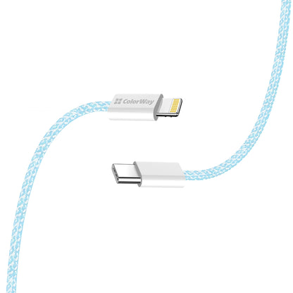 USB-C - Lightning Daten- und Ladekabel ColorWay CW-CBPDCL061, 27W, 1m, Blau