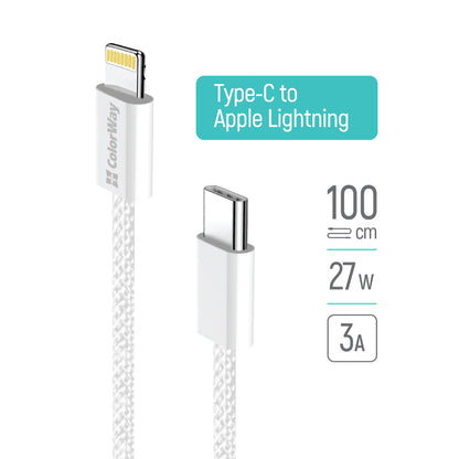 USB-C - Lightning Daten- und Ladekabel ColorWay CW-CBPDCL061, 27W, 1m, Grau